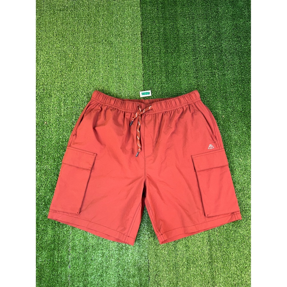 Haimont Mens Outdoor Cargo Shorts Clay Red Elastic Waist Hiking XL